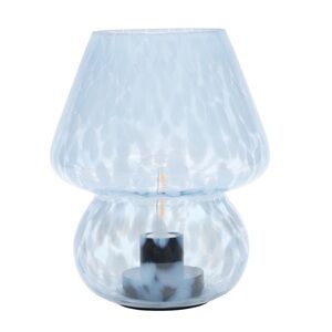 Urban Shop 8” Blue Tortoise Glass Battery-Powered Mushroom Table Lamp